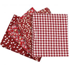 Patchwork-Stoff, Größe 45x55 cm, 100 g, Rot, 4 Stk/ 1 Bündl. [HOB-441833]