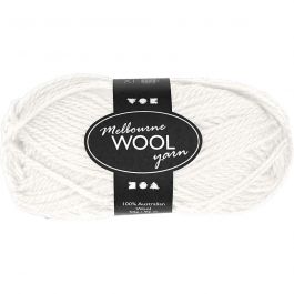 Pelote de laine Melbourne, L : 92 M, blanc cassé, 50 gr/ 1 boule [HOB-44710]