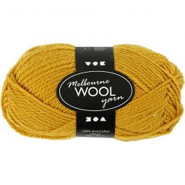 Pelote de laine Melbourne, L : 92 M, jaune foncé, 50 gr/ 1 boule [HOB-44714]