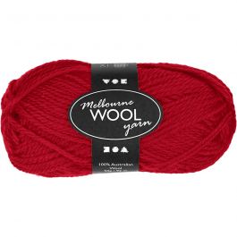 Pelote de laine Melbourne, L : 92 M, rouge, 50 gr/ 1 boule [HOB-44716]