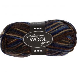 Pelote de laine Melbourne, L : 92 M, harmonie brun, 50 gr/ 1 boule [HOB-44794]