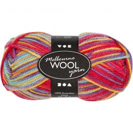 Pelote de laine Melbourne, L : 92 M, multicolore, 50 gr/ 1 boule [HOB-44796]