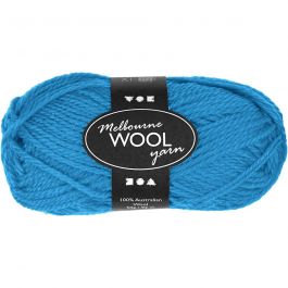 Pelote de laine Melbourne, L : 92 M, bleu clair, 50 gr/ 1 boule [HOB-44799]