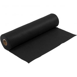 Feutrine synthétique, L : 45 cm, ép. 1,5 mm, 180-200 gr, noir, 5 m/ 1 rouleau [HOB-45036]