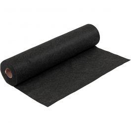 Feutrine synthétique, L : 45 cm, ép. 1,5 mm, texturé, 180-200 gr, noir, 5 m/ 1 rouleau [HOB-45038]