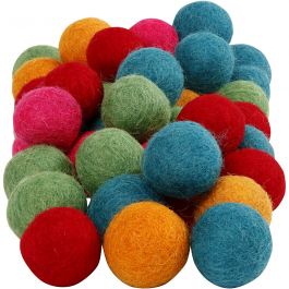 Filzkugeln, D 20 mm, Kräftige Farben, 64 Stk/ 1 Pck [HOB-45137]