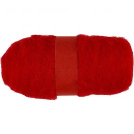 Pelote de Laine Cardée, rouge, 100 gr/ 1 boule [HOB-451760]