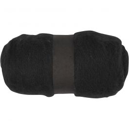 Pelote de Laine Cardée, noir, 100 gr/ 1 boule [HOB-451840]
