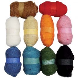 Pelote de Laine Cardée, ass. de couleurs, 10x25 gr/ 1 Pq. [HOB-45196]
