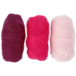 Pelote de Laine Cardée, harmonie violet/rose, 3x10gr/ 1 Pq. [HOB-45334]