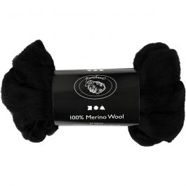 Merinowolle, Dicke 21 my, Schwarz, 100 g/ 1 Pck [HOB-46053]