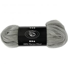 Merinowolle, Dicke 21 my, Grau, 100 g/ 1 Pck [HOB-46084]