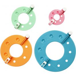 Gabarits pour pompons, d 3,5+5,5+7+9 cm, 4 pièces/ 1 set [HOB-46135]