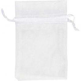 Sacs en organza, dim. 7x10 cm, blanc, 10 pièces/ 1 Pq. [HOB-4743901]