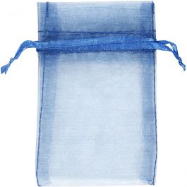 Sacs en organza, dim. 7x10 cm, bleu, 10 pièces/ 1 Pq. [HOB-4743904]