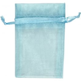 Sacs en organza, dim. 7x10 cm, bleu clair, 10 pièces/ 1 Pq. [HOB-4743908]