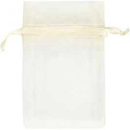 Sacs en organza, dim. 7x10 cm, blanc cassé, 10 pièces/ 1 Pq. [HOB-4743921]
