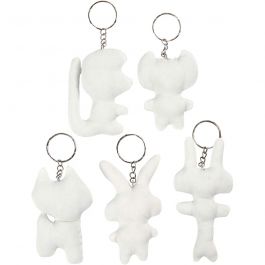 Figurines en tissu avec porte-clés, H : 6-10 cm, 5 pièces/ 1 Pq. [HOB-49503]
