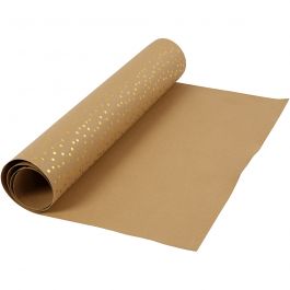 Kunstlederpapier, B 50 cm, Einfarbig,Foliedetails, 350 g, Hellbraun, Gold, 1 m/ 1 Rolle [HOB-498958]