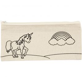 Trousse, licorne, dim. 21x9 cm, 245 gr, naturel clair, 1 pièce [HOB-499662]