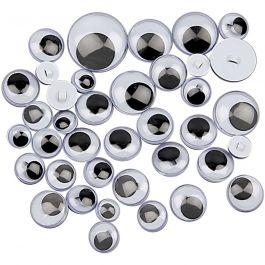 Wackelaugen - Sortiment, zum Aufnähen, D 8-20 mm, 24 sort./ 1 Pck [HOB-501402]
