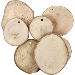 Holzscheiben - Sortiment, D: 4-7 cm, Stärke: 5 mm, 25Stck. [HOB502290]