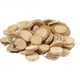 Disque en bois avec trou, d 35-45 mm, diamètre intérieur 4 mm, ép. 7 mm, 500 gr/ 1 Pq. [HOB-50282]