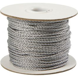 Schnur, Dicke 2 mm, Silber, 50 m/ 1 Rolle [HOB-50311]