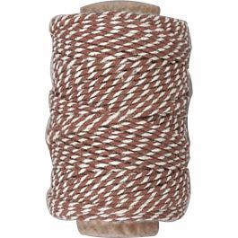 Ficelle de coton, ép. 1,1 mm, brun/blanc, 50 m/ 1 rouleau [HOB-50347]