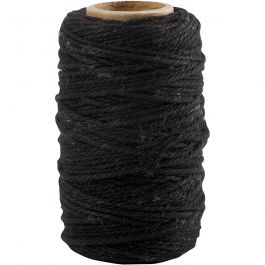 Ficelle de coton, ép. 1,1 mm, noir, 50 m/ 1 rouleau [HOB-503790]
