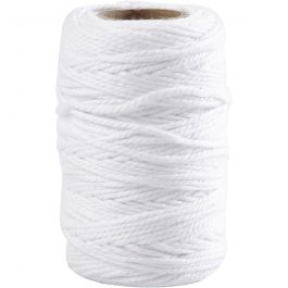 Ficelle de coton, ép. 1,1 mm, blanc, 50 m/ 1 rouleau [HOB-503791]
