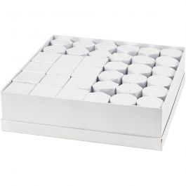Mini-Deckelkartons (Sortiment), H 7+9 cm, Größe 4,5+6 cm, Weiß, 36 Set/ 1 Pck [HOB-50432]