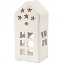 Bougeoir, H : 16 cm, dim. 7x7 cm, blanc, 8 pièces/ 1 Pq. [HOB-50497]