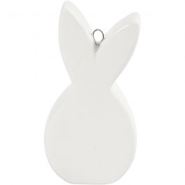 Lapin, L : 7,2 cm, L : 3,6 cm, ép. 1,4 cm, blanc, 12 pièces/ 1 Pq. [HOB-50577]