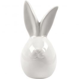 Lapin, H: 11,4 cm, d 5,5 cm, blanc, 12 pièce/ 1 boîte [HOB-50580]