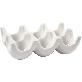 Assiette à oeufs, H : 4,8 cm, L : 15,2 cm, L : 10 cm, blanc, 1 pièce [HOB-50581]