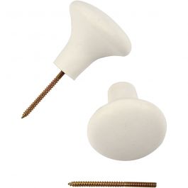 Patère, H : 5,1 cm, d 5,4 cm, blanc, 4 pièces/ 1 Pq. [HOB-506960]