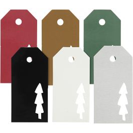 Étiquettes, sapin de Noël, dim. 5x10 cm, Le contenu peut varier , 300 gr, 6x15 pièces/ 1 Pq. [HOB-50979]