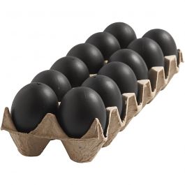 Eier, H 6 cm, Schwarz, 12 Stk/ 1 Pck [HOB-51025]