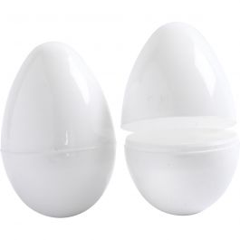 Eier, H 8 cm, D 5,5 cm, Weiß, 12 Stk/ 1 Pck [HOB-51036]
