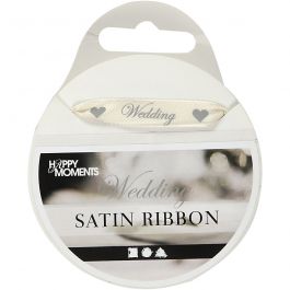 Ruban de satin, L : 10 mm, blanc cassé, 8 m/ 1 rouleau [HOB-513671]