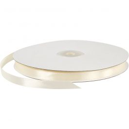 Ruban de satin, L : 10 mm, blanc cassé, 100 m/ 1 rouleau [HOB-51367]