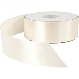 Satinband, B 38 mm, Creme, 50 m/ 1 Rolle [HOB-51369]