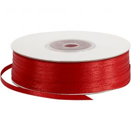 Ruban de satin, L : 3 mm, rouge, 100 m/ 1 rouleau [HOB-51370]