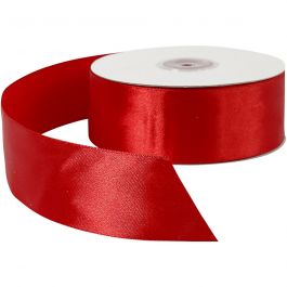 Ruban de satin, L : 38 mm, rouge, 50 m/ 1 rouleau [HOB-51373]