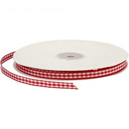 Karoband, B 6 mm, Rot/Weiß, 50 m/ 1 Rolle [HOB-51385]