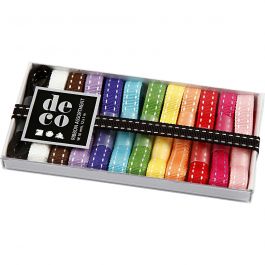 Dekoband-Sortiment, B 10 mm, Sortierte Farben, 12x1 m/ 1 Pck [HOB-51411]