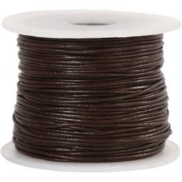 Cordon de cuir, brun, ép. 1 mm, 50 m/ 1 rouleau [HOB-51527]