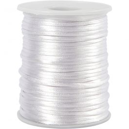 Satinband, Dicke 2 mm, Weiß, 50 m/ 1 Rolle [HOB-515507]