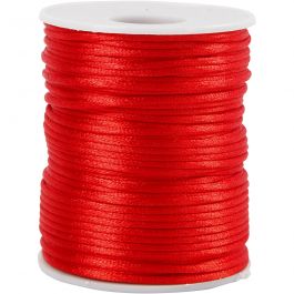 Satinband, Dicke 2 mm, Rot, 50 m/ 1 Rolle [HOB-515508]